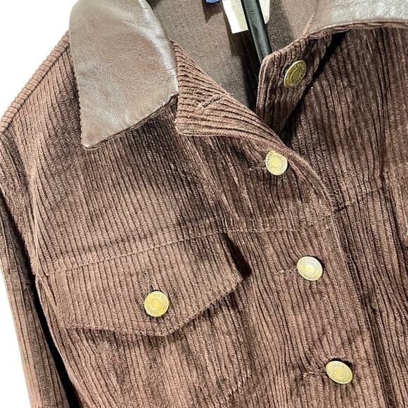 Vintage 90s Breeches Brown Corduroy Button-Up Jacket Sz Medium Boxy Casual - Picture 4 of 10